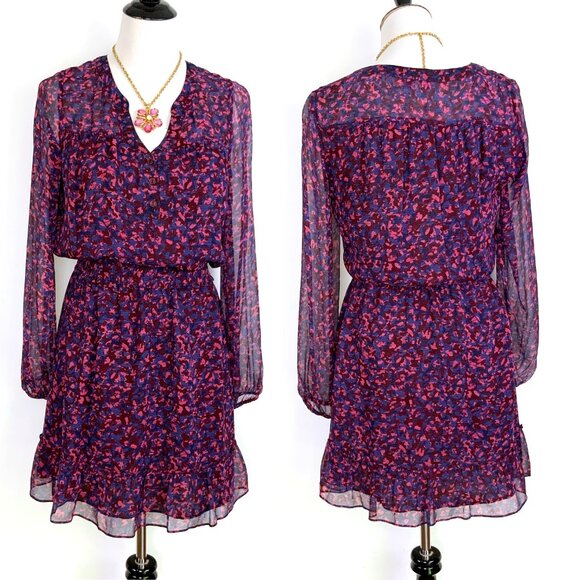 New Parker Atticus Silk Long Sleeve Smocked Waist Romantic Fairy Dress Sz S - Picture 2 of 16
